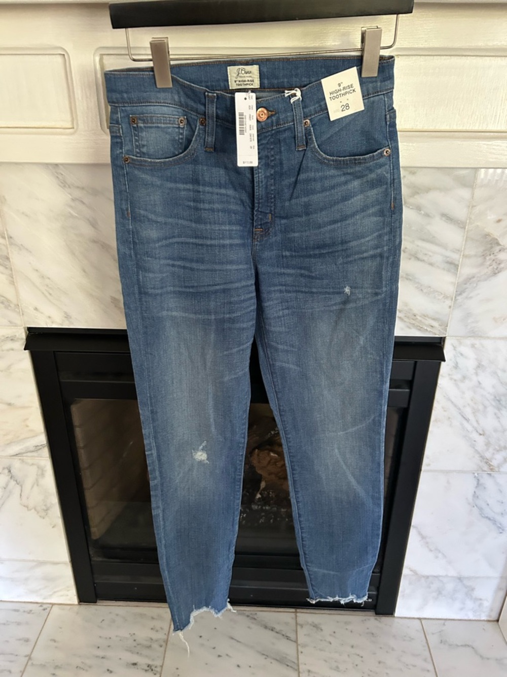 J. Crew Medium Blue High-Rise Cropped Toothpick Jeans